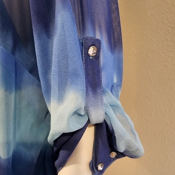 INC 3/4 Sleeve Sheer 3/4 Button Blouse With Built-in Cami Size 3X - Picture 5 of 12